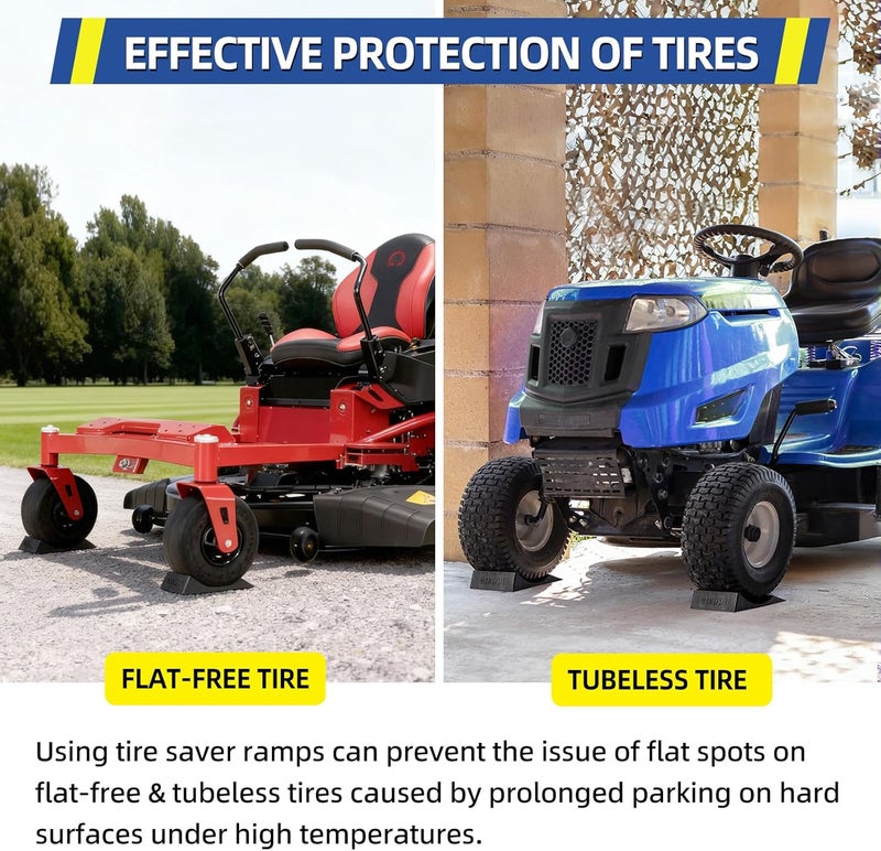 GICOOL 2-Pack Tire Saver Ramp for 13-17" Tire and Wheel, Flat-Free & Tubeless Tire Protector to Prevent Flat Spots Caused by Long Storage Parking for Riding Lawn Mower Garden Tractor - Image 3
